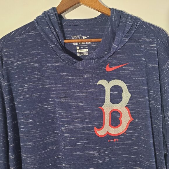 Boston Red Sox Nike Hooded 2XL Blue L/S Shirt MLB - Picture 2 of 4